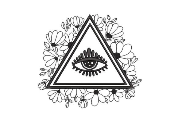 Eye in a Triangle with Flowers