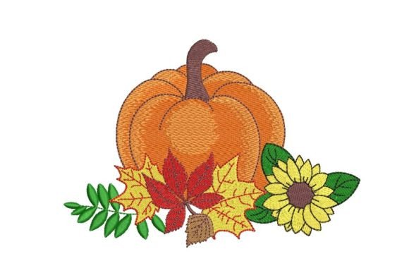 Pumpkin with Autumn Leaves