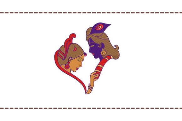 Radha Krishna Embroidery Design