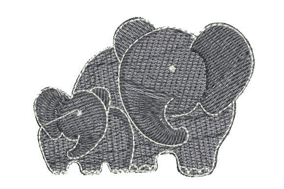 Two Fat Mother and Baby Elephants